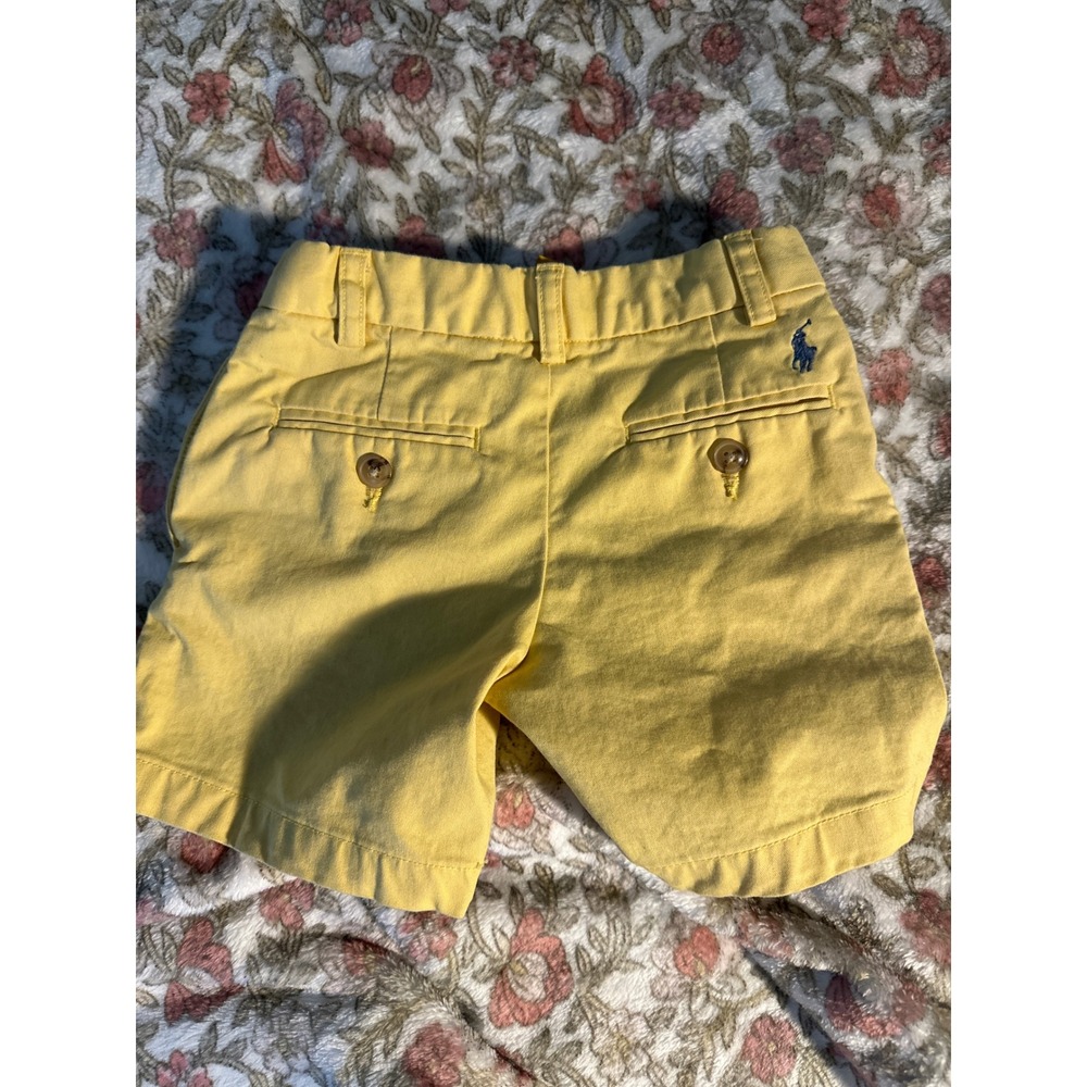 Polo Ralph Lauren Boys Yellow Chino Shorts Size 3 Navy Pony Embroidery Twill